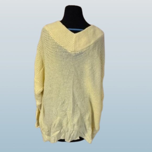Yellow Oversized V Neck Waffle Sweater 4236 NWT Boutique - Picture 2 of 11